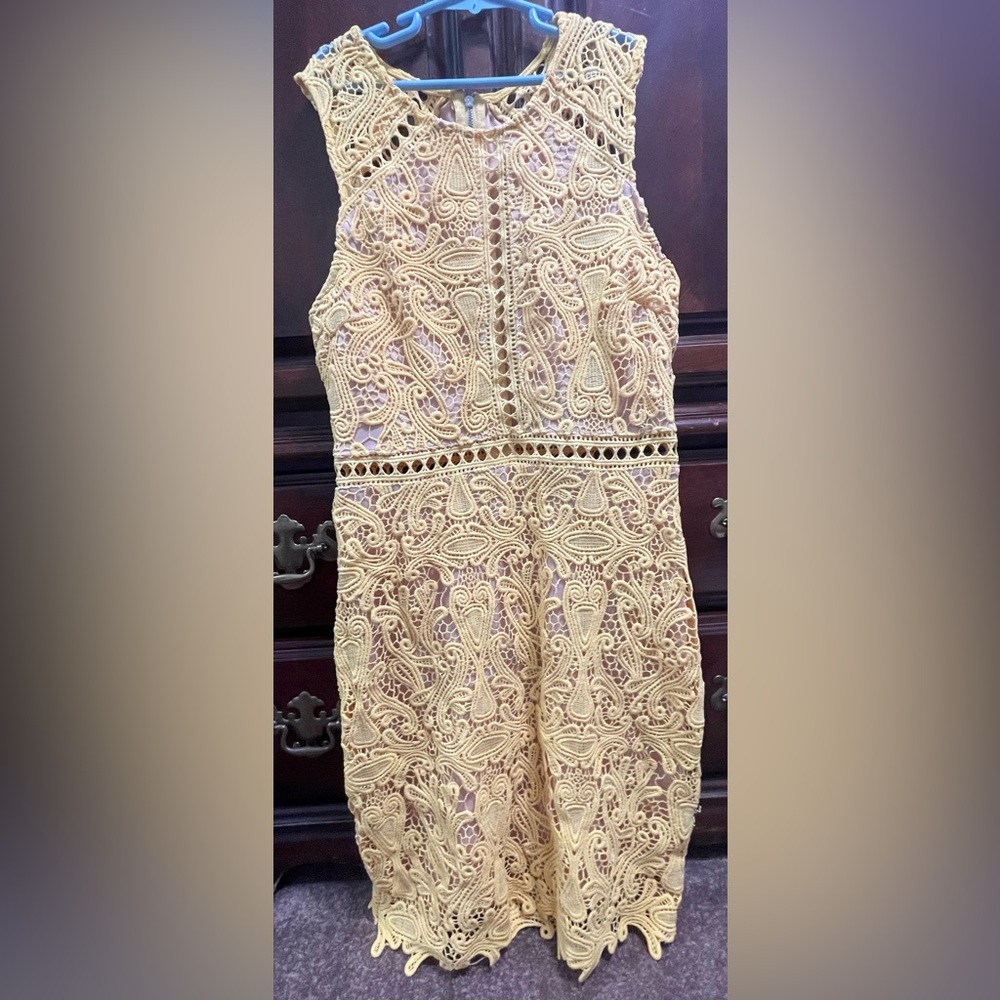 Lulus Dream Life Yellow Lace Bodycon Dress